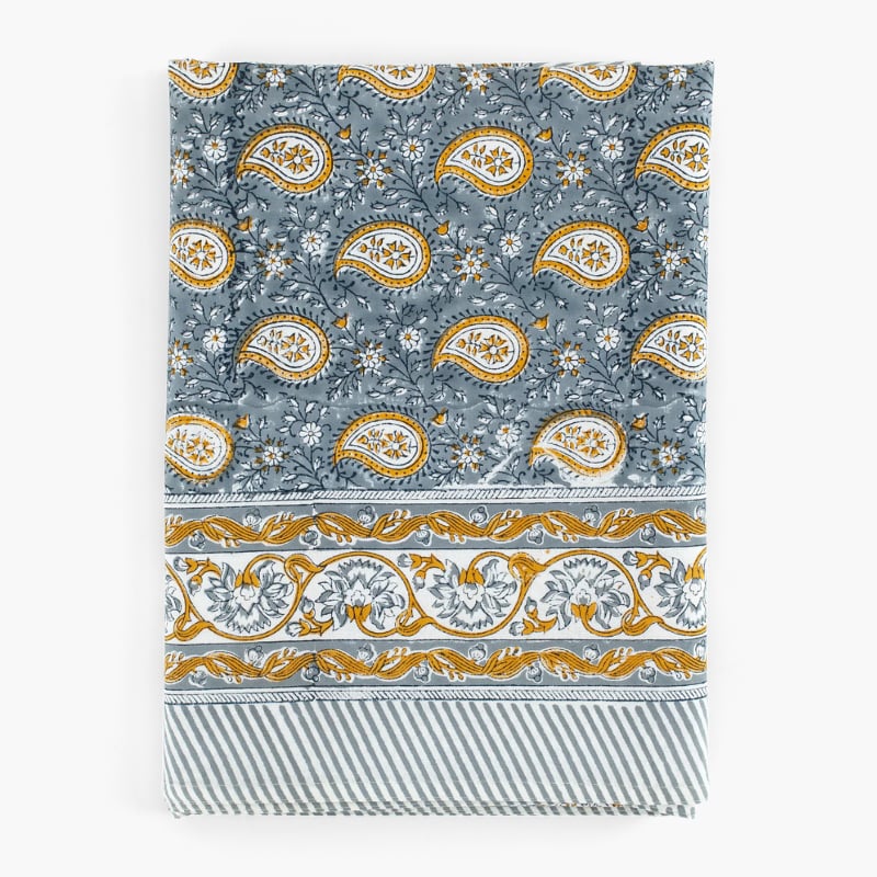 Botanique Paisley Blue & Ochre -pöytäliina 150x350cm, Chamois — kuva 1