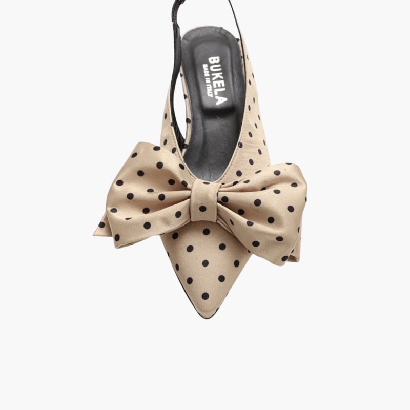 Olivia Kitten Heel avokas Satin Polka camel Bukela  — kuva 4