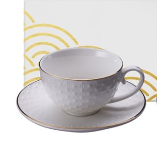 Nippon White Gold Rim Cup + Saucer Star