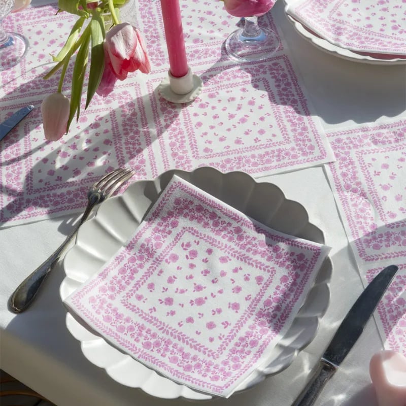 Lautasliina Bandana Rose 20 kpl, 40x40 cm, Françoise Paviot — kuva 2