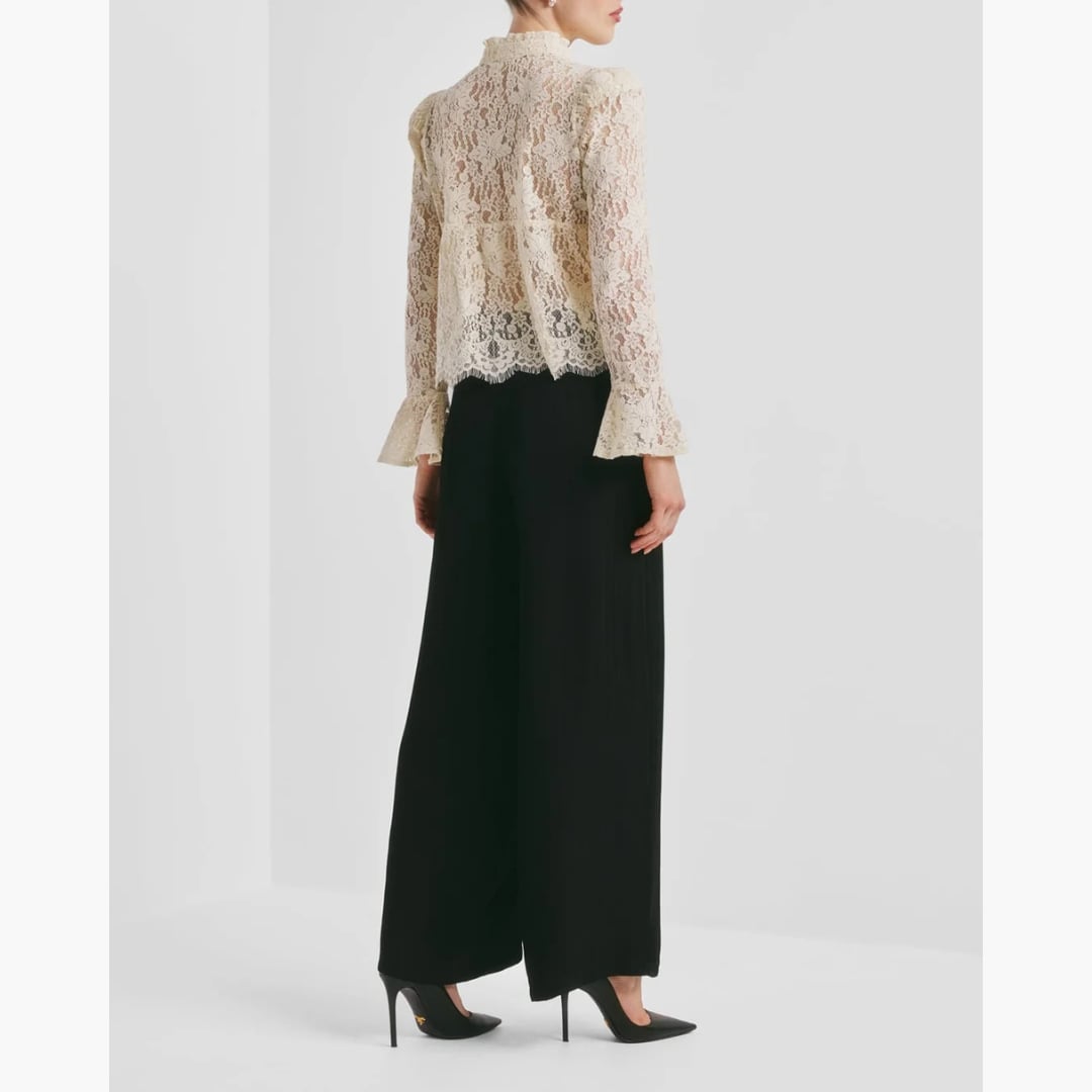 Lace Ruffle Blouse vintage white By TiMo  — kuva 4