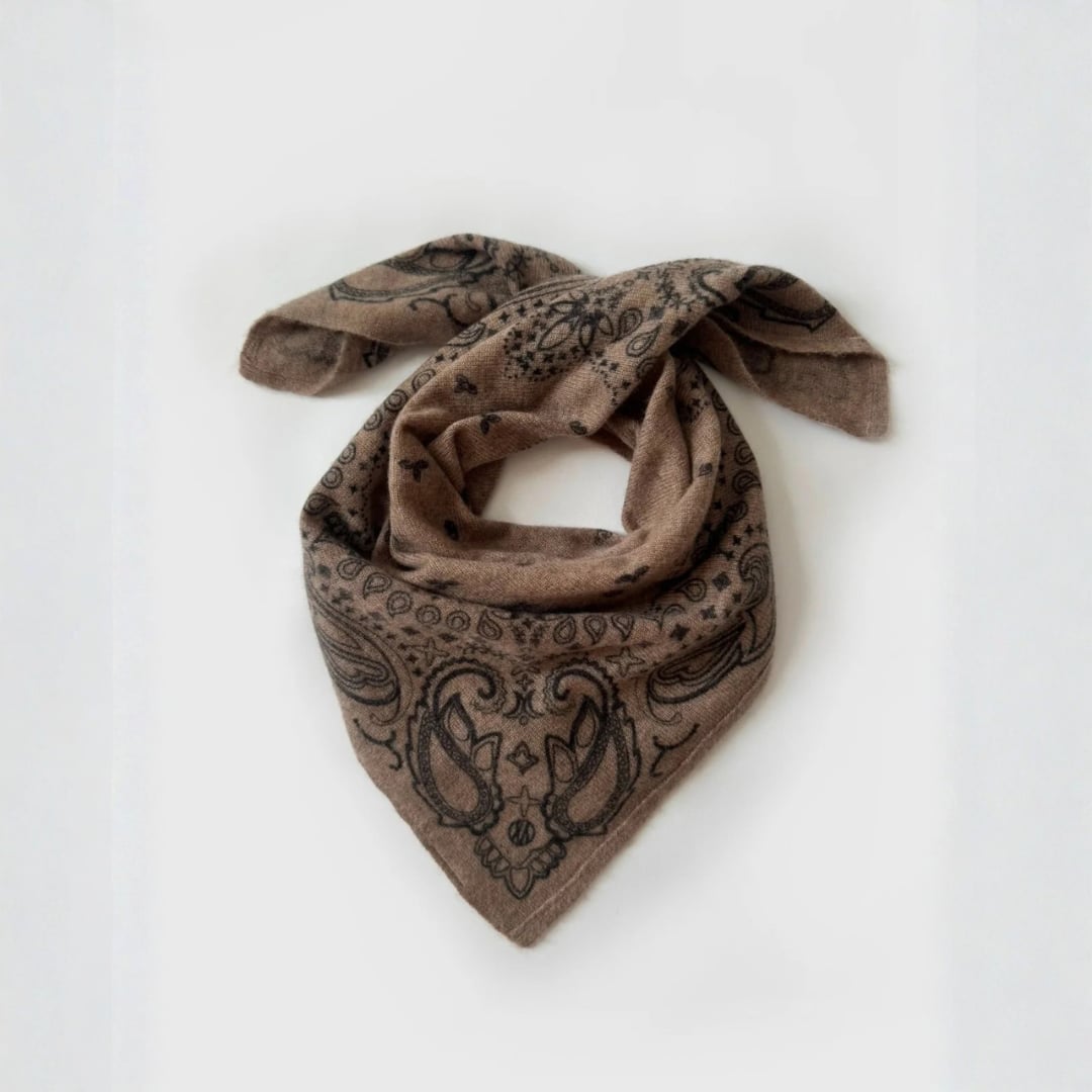 Cashmere Paisley Scarf greige 65 cm lescarf  — kuva 1