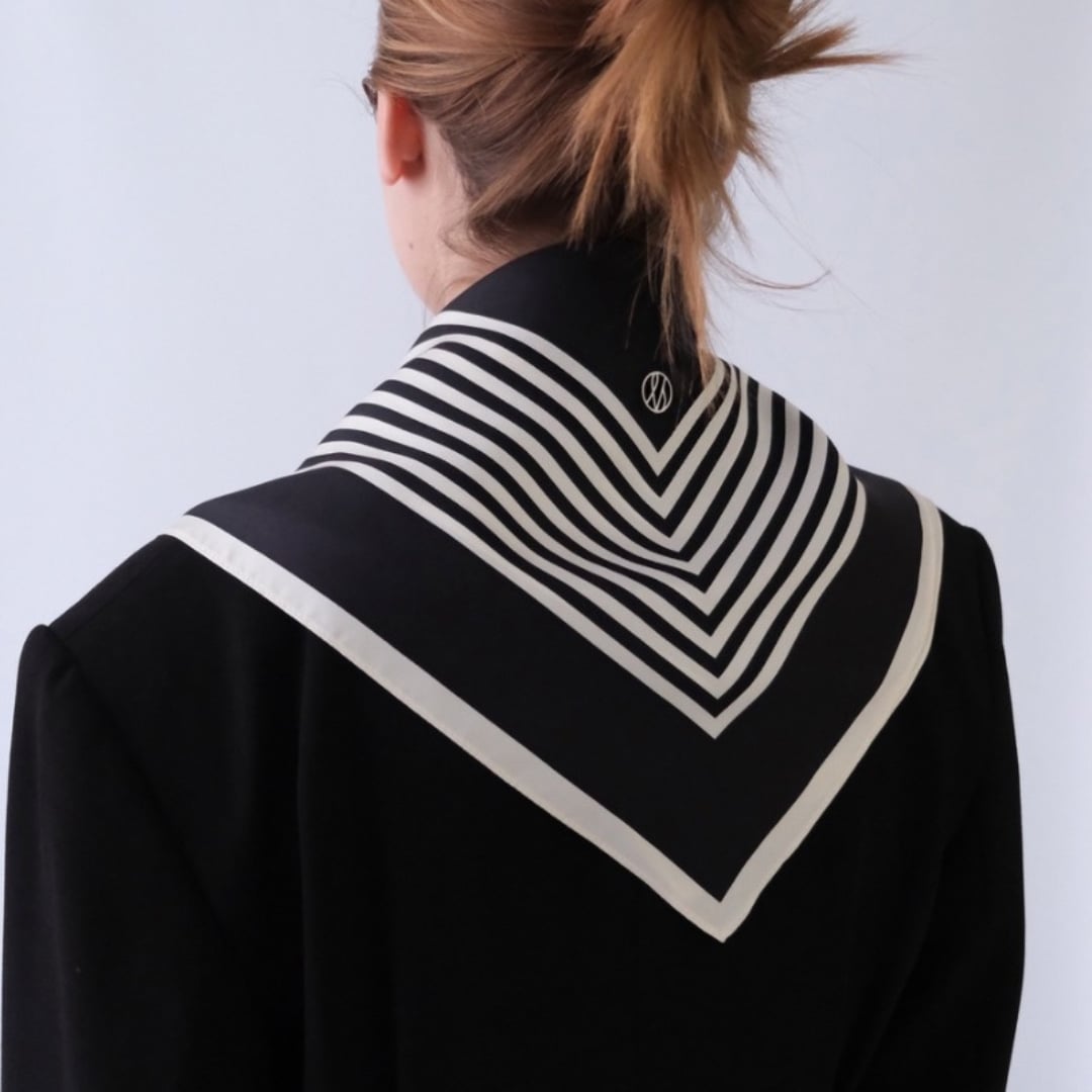 Scarf No.2  black/cream 65 cm lescarf  — kuva 2