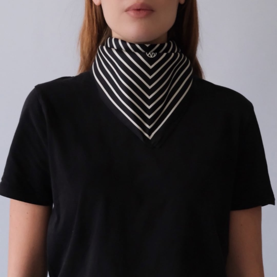 Striped Scarf black 50 cm lescarf  — kuva 3