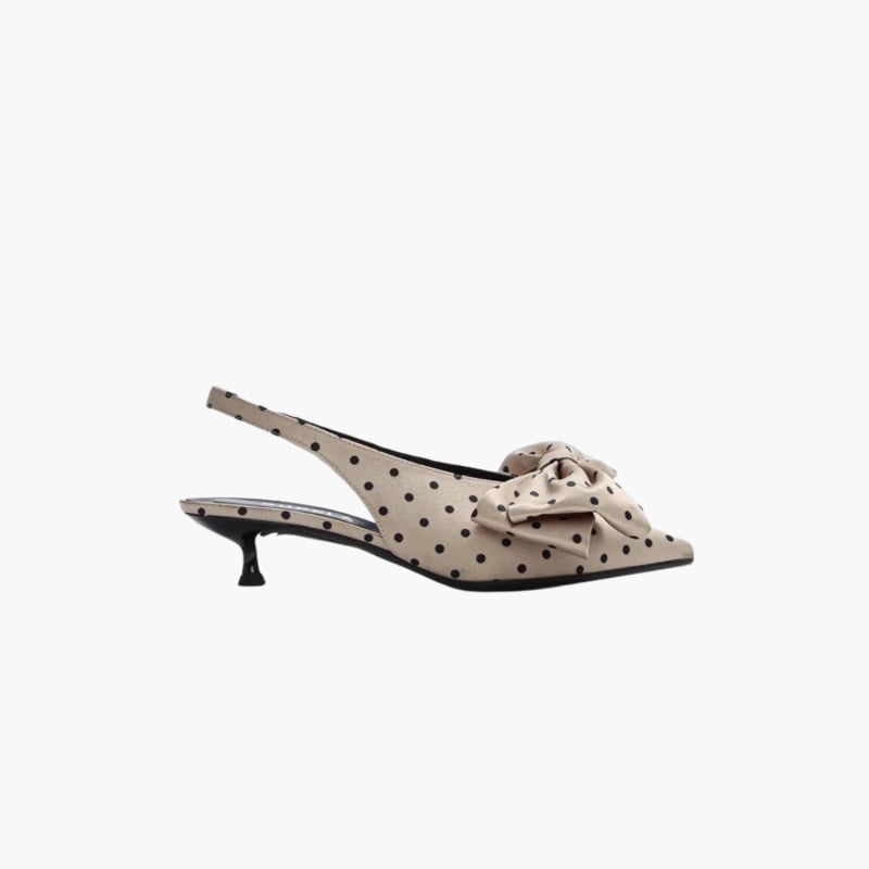 Olivia Kitten Heel avokas Satin Polka camel Bukela  — kuva 1