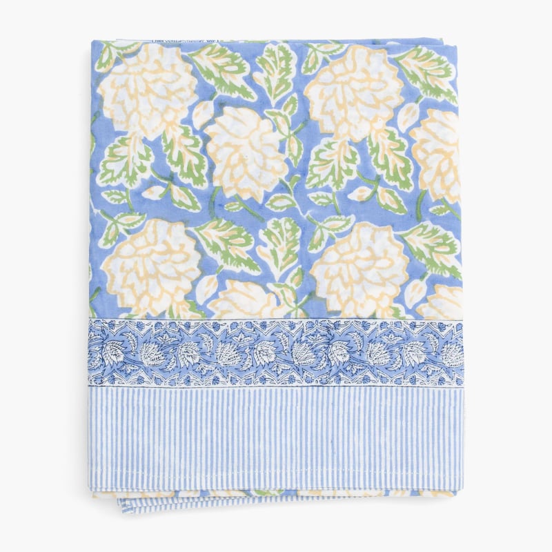 Dahlia Blue & Yellow -pöytäliina 150x230cm, Chamois — kuva 1