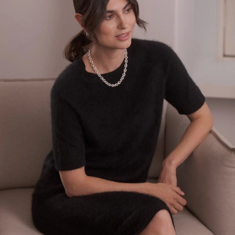 Karlie Short Sleeve Brushed Cashmere Sweater black Original Story  — kuva 1