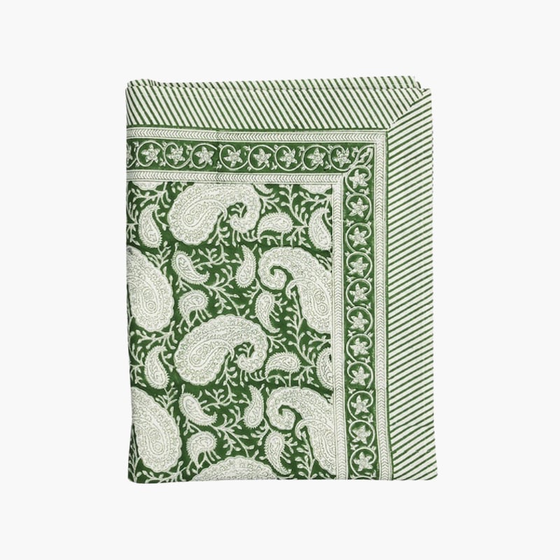 Tablecloth Cotton Big Paisley green 150x350 Chamois 