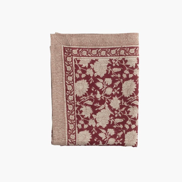 Linen Tablecloth Indian Rose 150x230 red Chamois