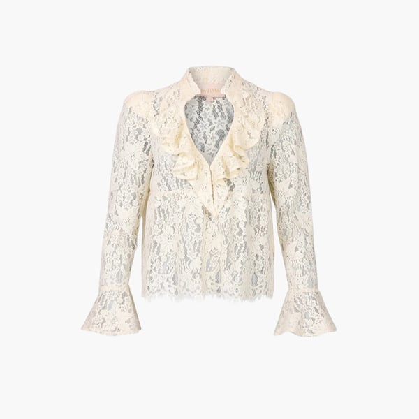 Lace Ruffle Blouse vintage white By TiMo 