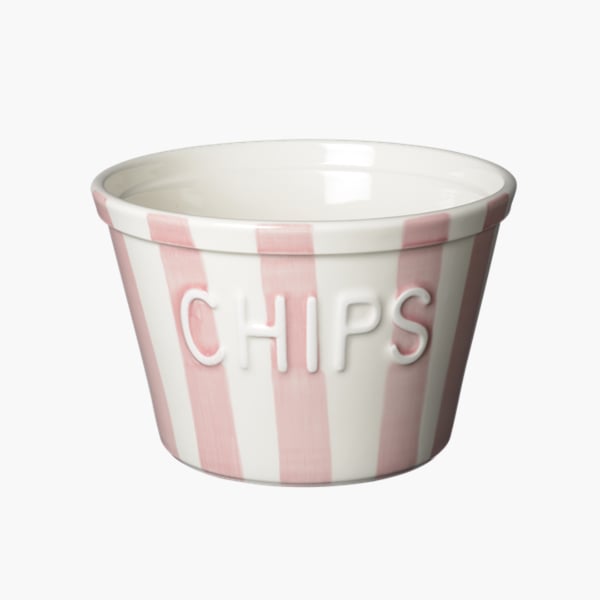 Vaaleanpunaraidallinen Chips kulho Bruka Design