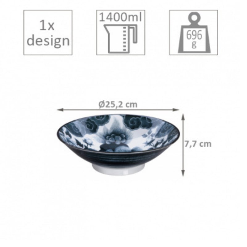 Lion Peony Manbachi Bowl Black 25,2X7,7 Tokyo Design — kuva 2