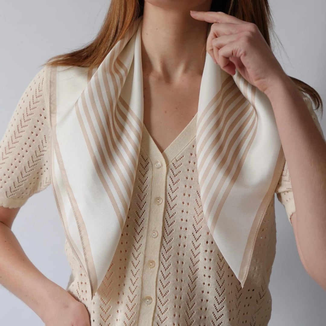 Striped Scarf white/sand 65 cm lescarf  — kuva 2
