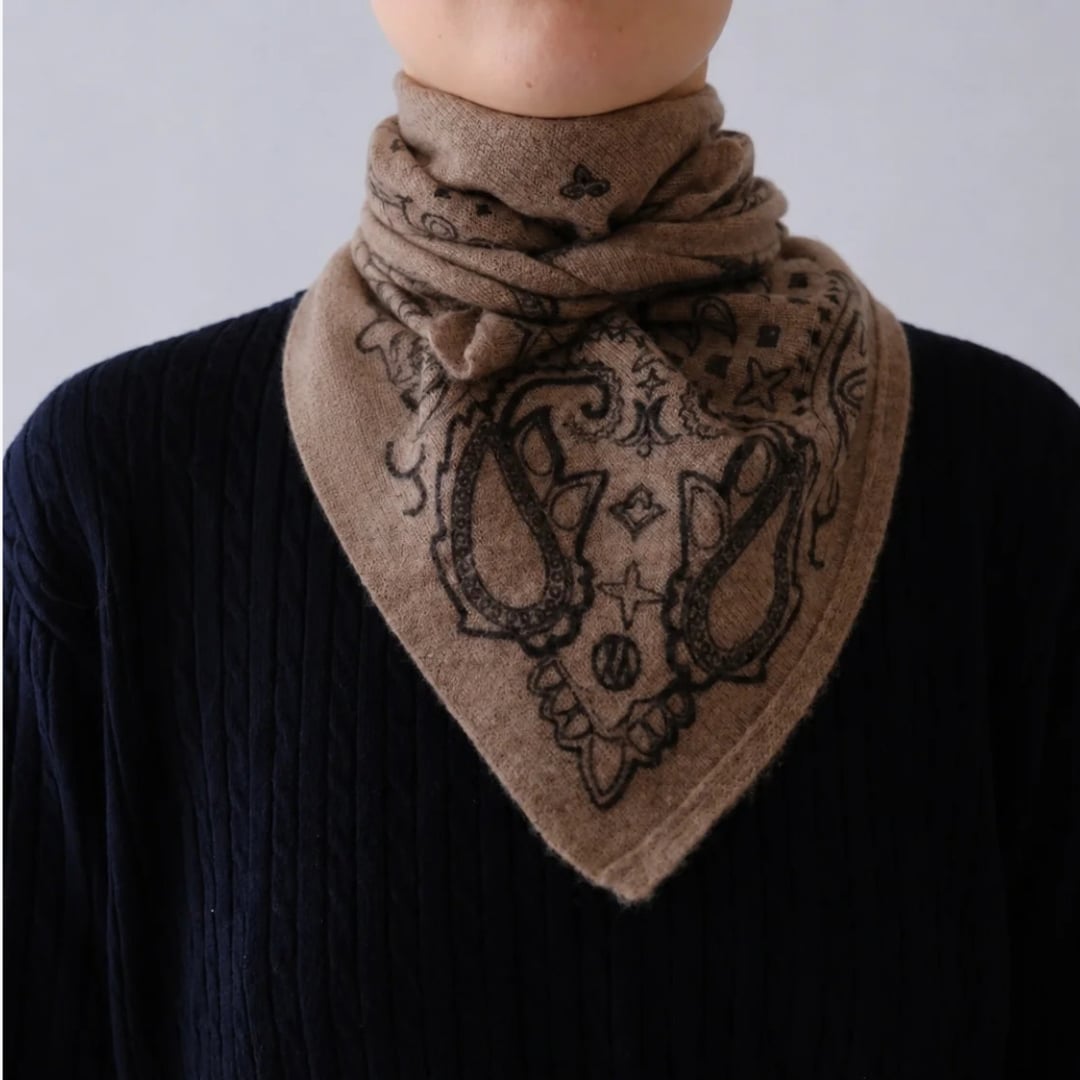 Cashmere Paisley Scarf greige 65 cm lescarf  — kuva 2