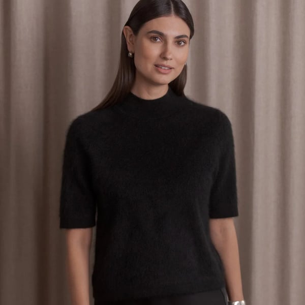 Karliea Mock Neck Brushed Cashmere Sweater black Original Story 