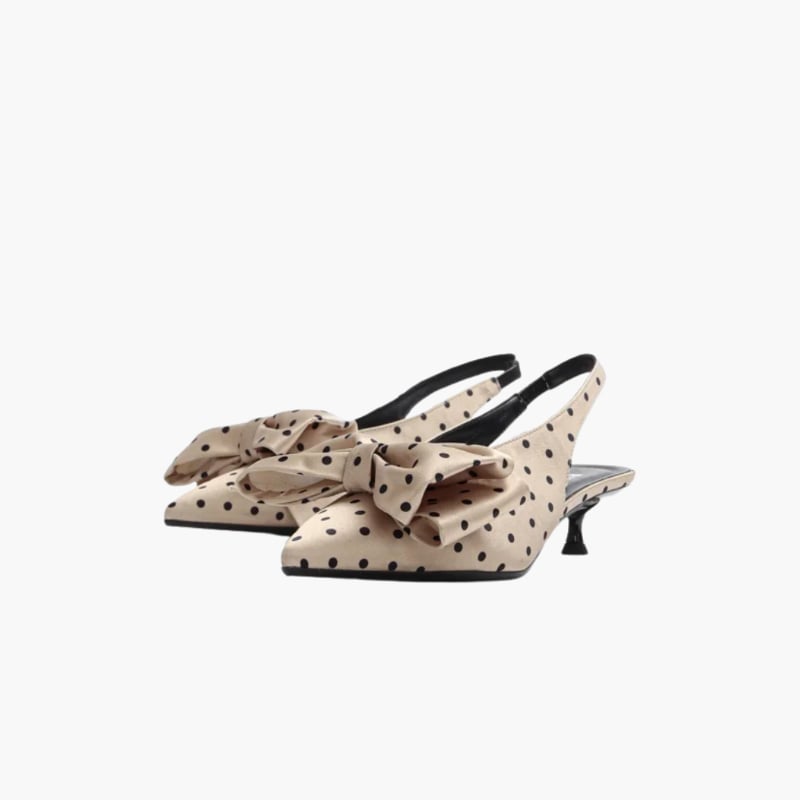 Olivia Kitten Heel avokas Satin Polka camel Bukela  — kuva 3