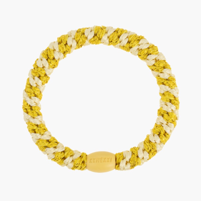 Kknekki light yellow sun glitter stripe hiuslenkki — kuva 1