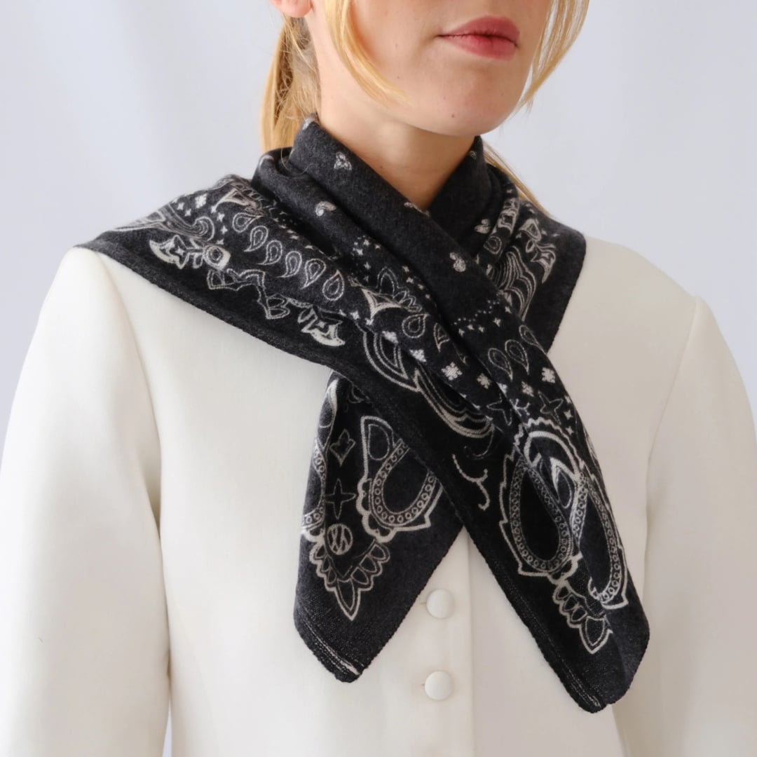 Cashmere Paisley Scarf black 65 cm lescarf  — kuva 3