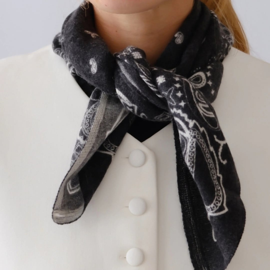 Cashmere Paisley Scarf black 65 cm lescarf  — kuva 2